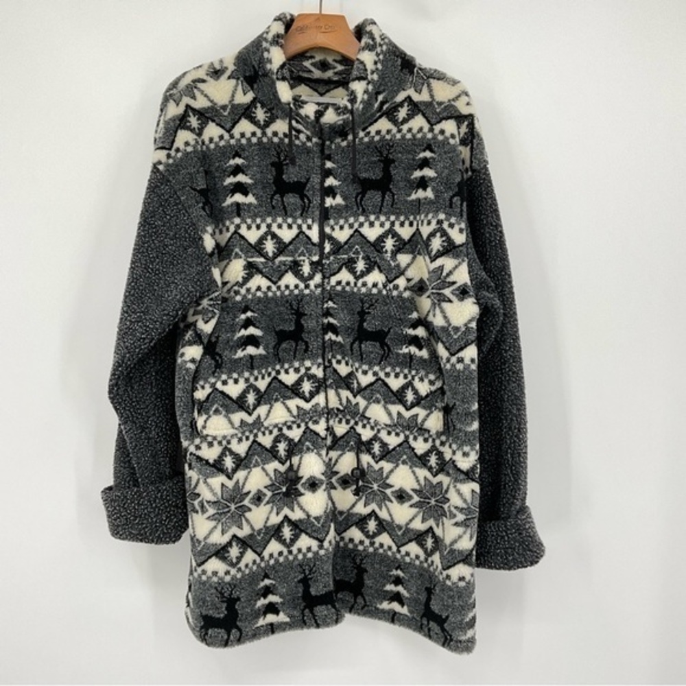 Vintage G4000 Chunky Oversized Sherpa Jacket Black, Gray, White Size Medium‎
